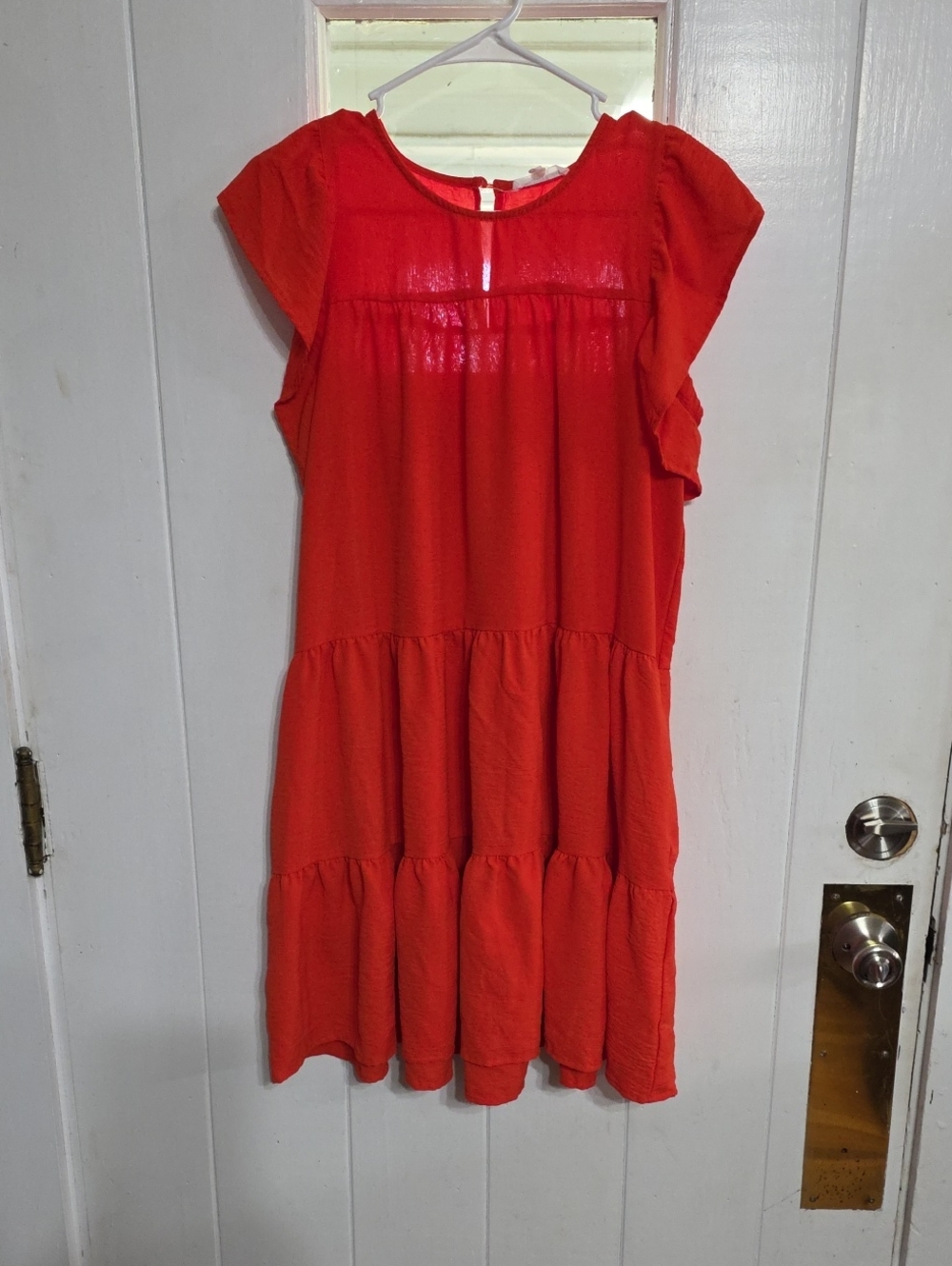 Newbury Kustom Women's Dress Oranget Red Tiered Pockets Lightweight Sz M EUC